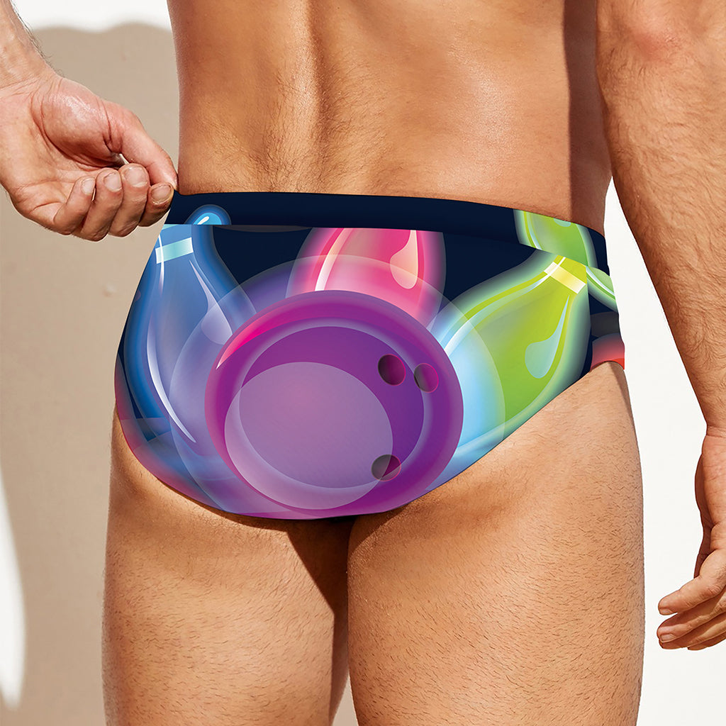 Light Up Bowling Pins Print Men's Swim Briefs