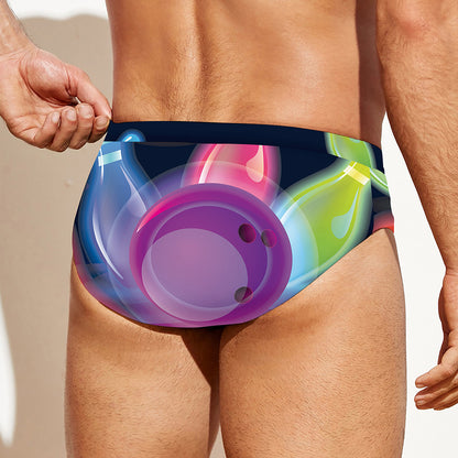 Light Up Bowling Pins Print Men's Swim Briefs
