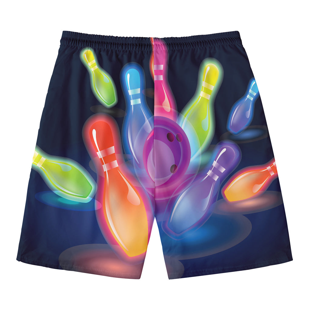 Light Up Bowling Pins Print Men's Swim Trunks
