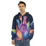 Light Up Bowling Pins Print Men's Velvet Pullover Hoodie