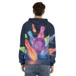 Light Up Bowling Pins Print Men's Velvet Pullover Hoodie