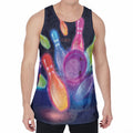 Light Up Bowling Pins Print Men's Velvet Tank Top