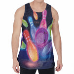 Light Up Bowling Pins Print Men's Velvet Tank Top