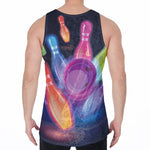 Light Up Bowling Pins Print Men's Velvet Tank Top