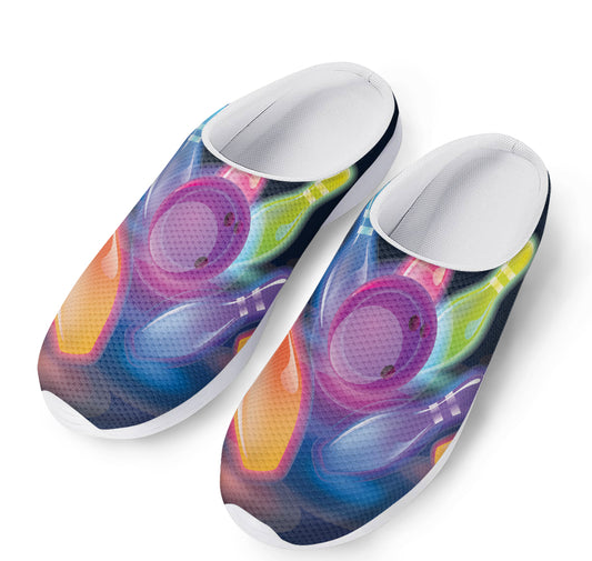 Light Up Bowling Pins Print Mesh Casual Shoes