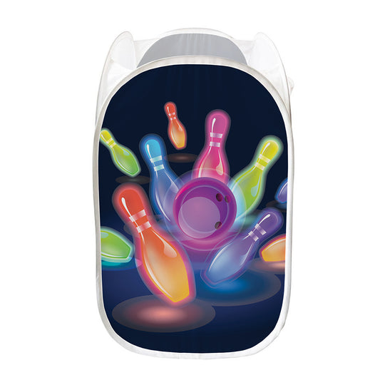 Light Up Bowling Pins Print Mesh Laundry Hamper