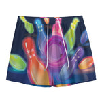 Light Up Bowling Pins Print Mesh Shorts