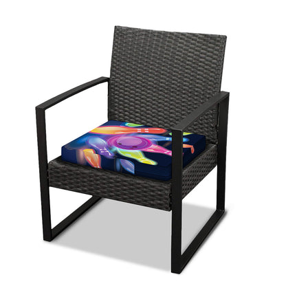 Light Up Bowling Pins Print Outdoor Seat Cushion Cover