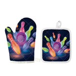 Light Up Bowling Pins Print Oven Mitt And Pot Holder Set