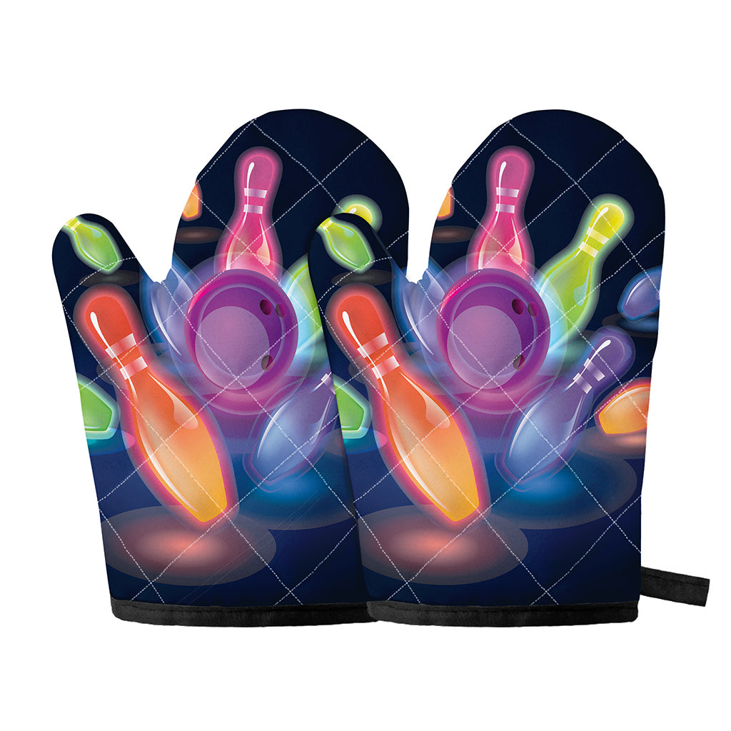 Light Up Bowling Pins Print Oven Mitts