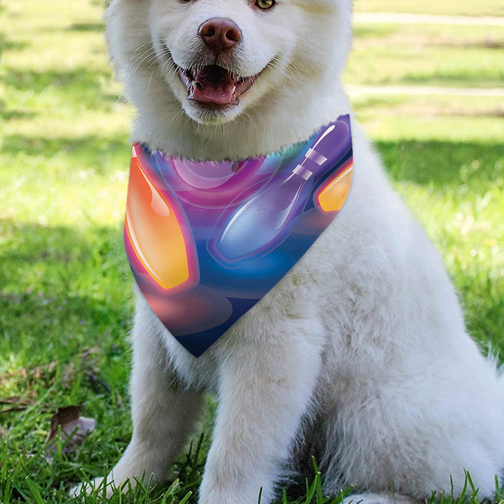 Light Up Bowling Pins Print Over The Collar Dog Bandana
