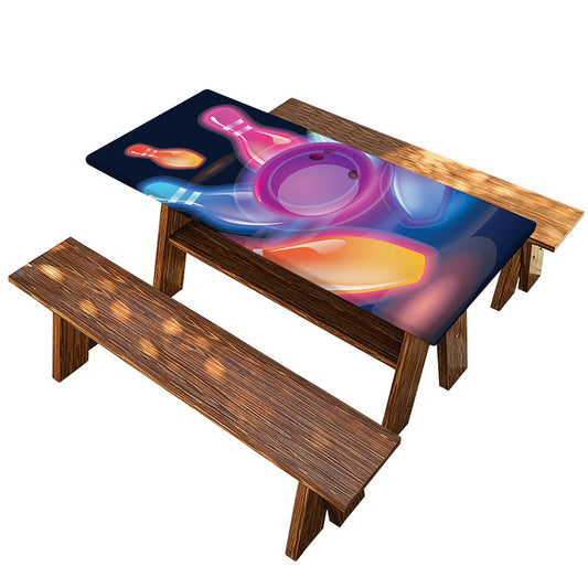 Light Up Bowling Pins Print Picnic Table Cover