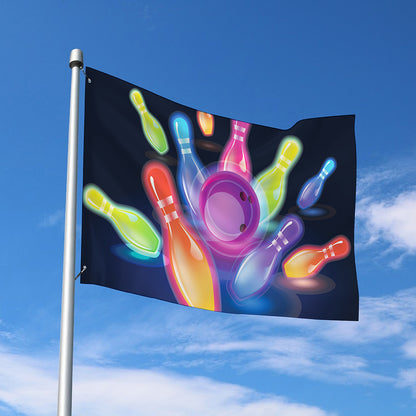 Light Up Bowling Pins Print Polyester Flag