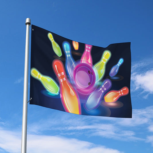 Light Up Bowling Pins Print Polyester Flag