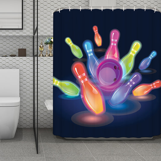 Light Up Bowling Pins Print Polyester Shower Curtain