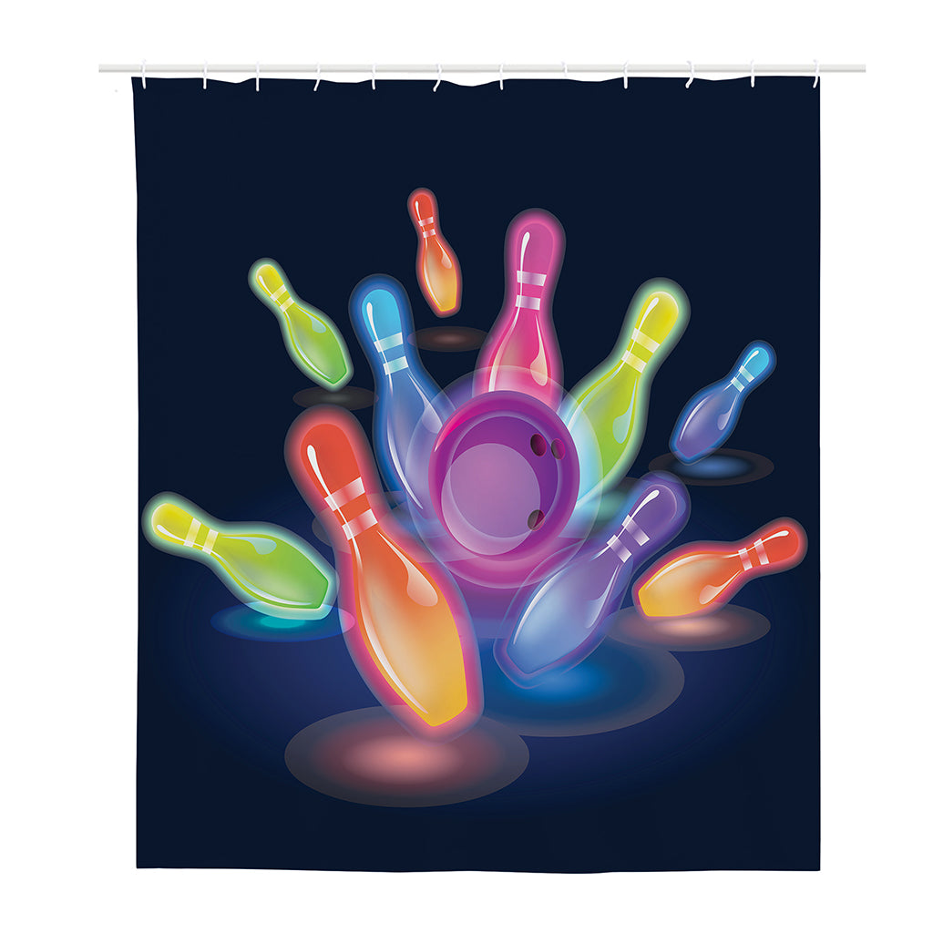 Light Up Bowling Pins Print Polyester Shower Curtain