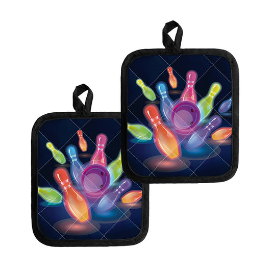 Light Up Bowling Pins Print Pot Holders