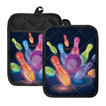 Light Up Bowling Pins Print Pot Holders With Pocket