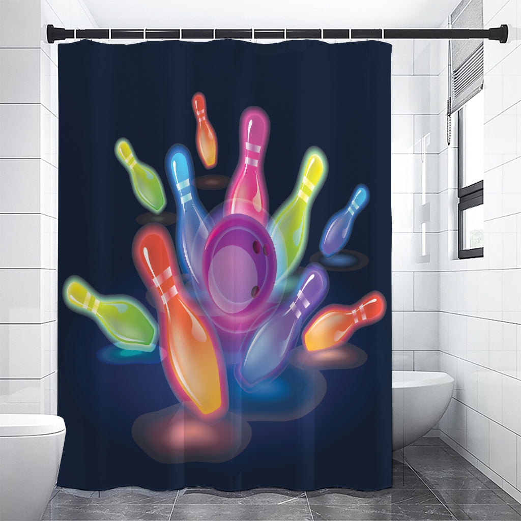 Light Up Bowling Pins Print Premium Shower Curtain