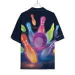 Light Up Bowling Pins Print Rayon Hawaiian Shirt