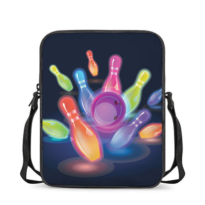 Light Up Bowling Pins Print Rectangular Crossbody Bag