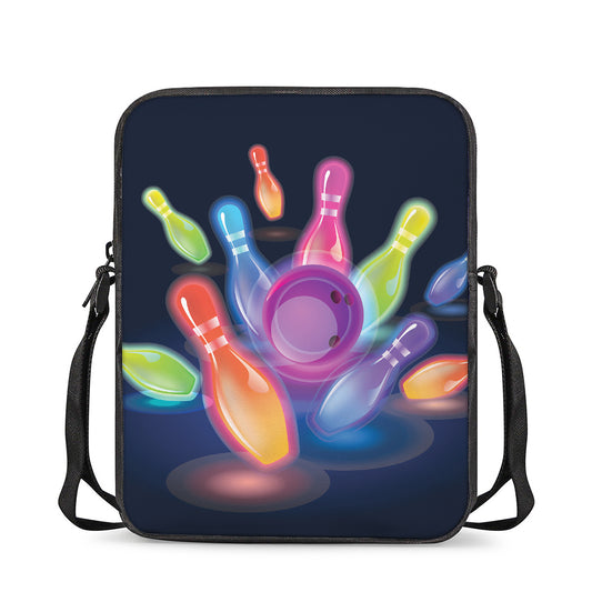 Light Up Bowling Pins Print Rectangular Crossbody Bag