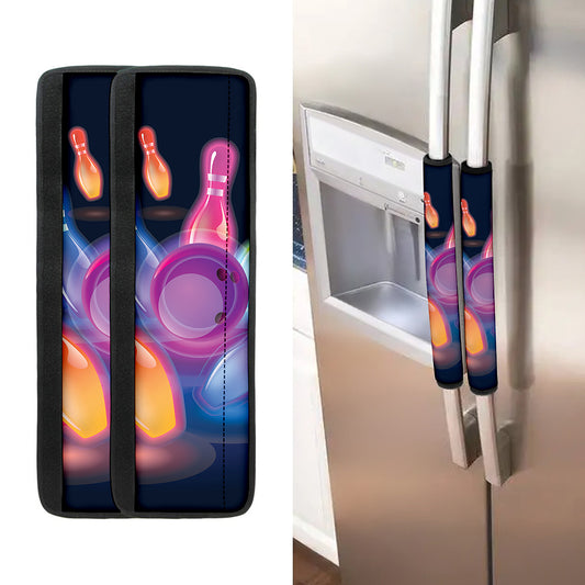 Light Up Bowling Pins Print Refrigerator Handle Covers