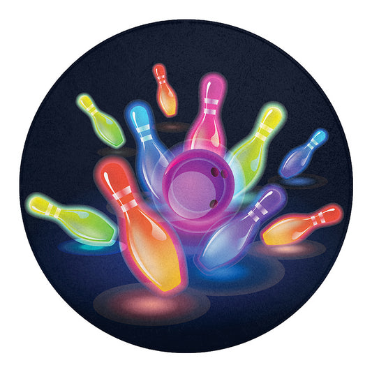 Light Up Bowling Pins Print Round Blanket
