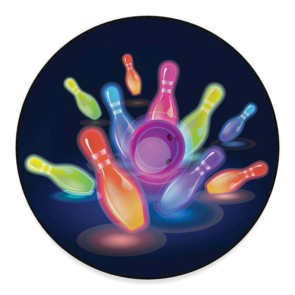 Light Up Bowling Pins Print Round Floor Mat