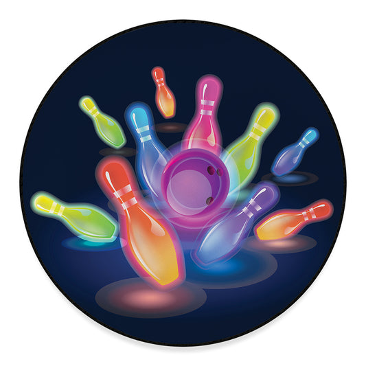 Light Up Bowling Pins Print Round Floor Mat