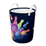 Light Up Bowling Pins Print Round Laundry Basket