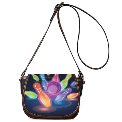 Light Up Bowling Pins Print Saddle Bag