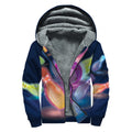 Light Up Bowling Pins Print Sherpa Lined Zip Up Hoodie