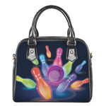 Light Up Bowling Pins Print Shoulder Handbag