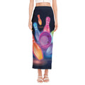 Light Up Bowling Pins Print Side Slit Maxi Skirt