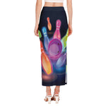 Light Up Bowling Pins Print Side Slit Maxi Skirt