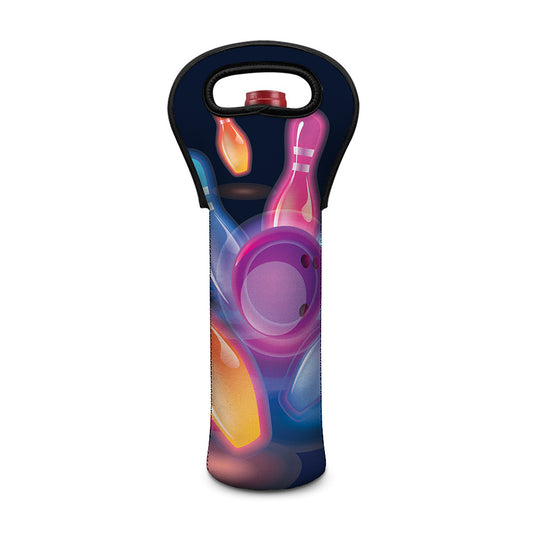 Light Up Bowling Pins Print Single Neoprene Wine Tote