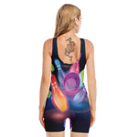 Light Up Bowling Pins Print Sleeveless One Piece Swimsuit