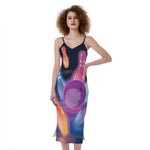 Light Up Bowling Pins Print Slim Fit Midi Cami Dress