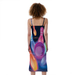 Light Up Bowling Pins Print Slim Fit Midi Cami Dress