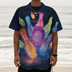 Light Up Bowling Pins Print Textured Short Sleeve Shirt