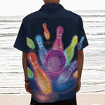 Light Up Bowling Pins Print Textured Short Sleeve Shirt