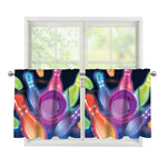 Light Up Bowling Pins Print Tier Curtains