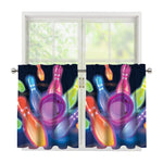 Light Up Bowling Pins Print Tier Curtains