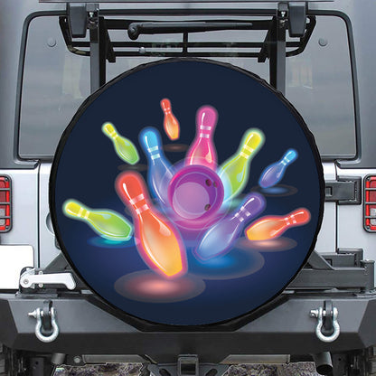Light Up Bowling Pins Print Tire Cover