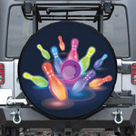 Light Up Bowling Pins Print Tire Cover