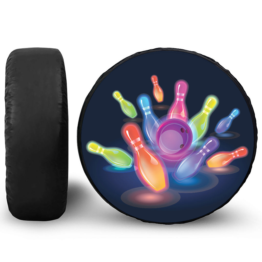 Light Up Bowling Pins Print Tire Cover