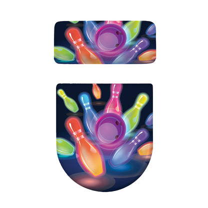 Light Up Bowling Pins Print Toilet Lid And Tank Cover Set