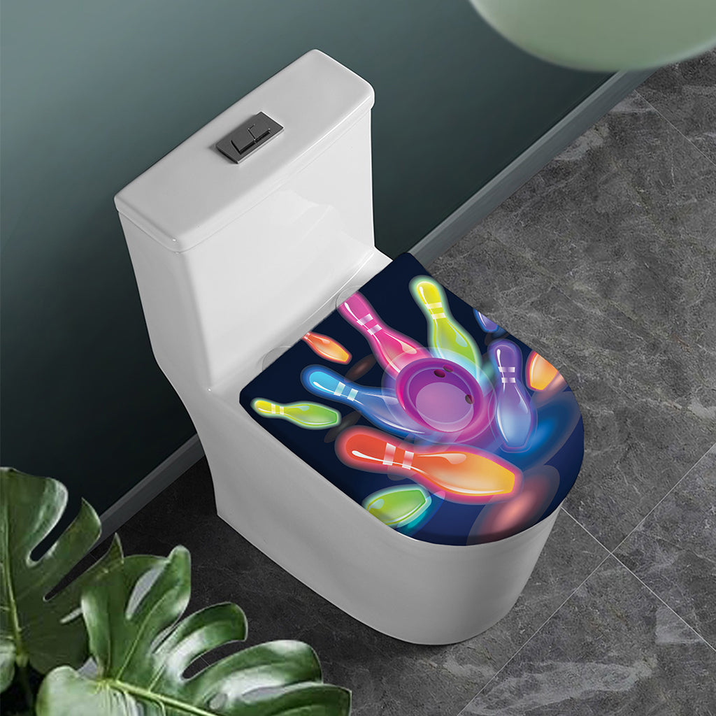Light Up Bowling Pins Print Toilet Lid Cover
