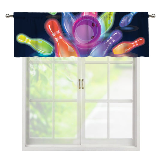 Light Up Bowling Pins Print Window Valance